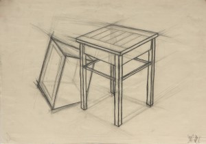 Szék, zsámoly - 1996; 50 x 30 cm - Ceruza, papír